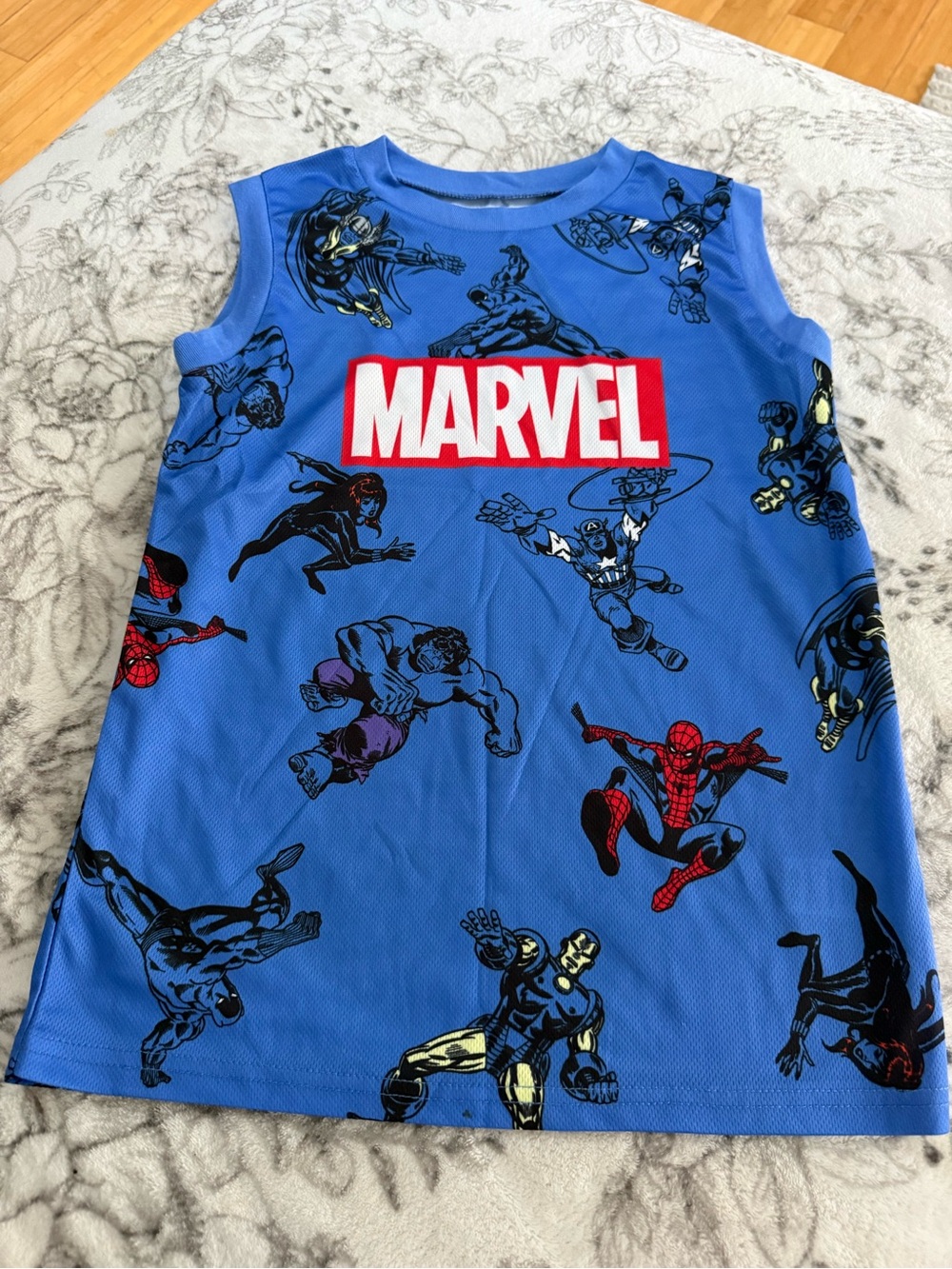Marvel Blue Superhero Graphic Tank with Red Logo